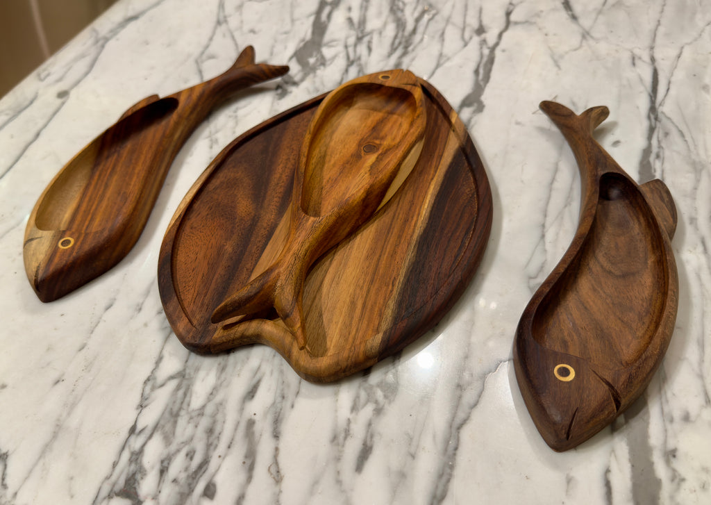 Handcrafted Fish Serving Platter Set – 3 Pieces