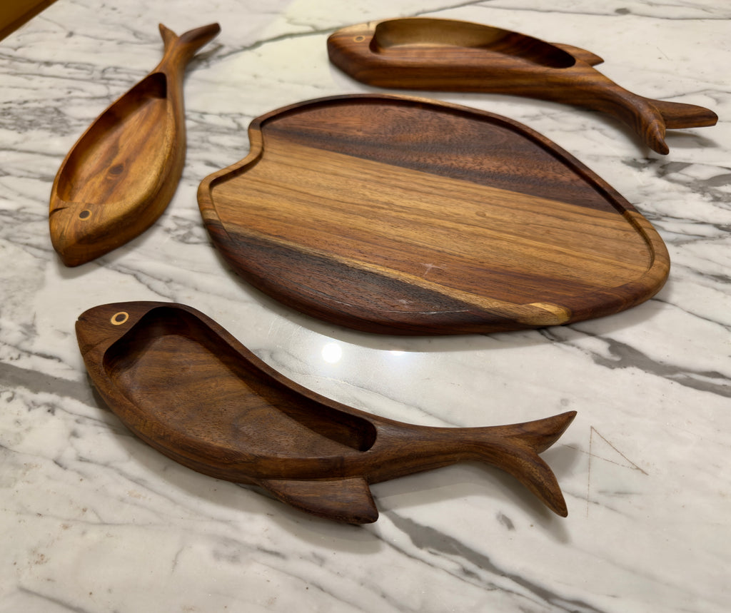 Handcrafted Fish Serving Platter Set – 3 Pieces