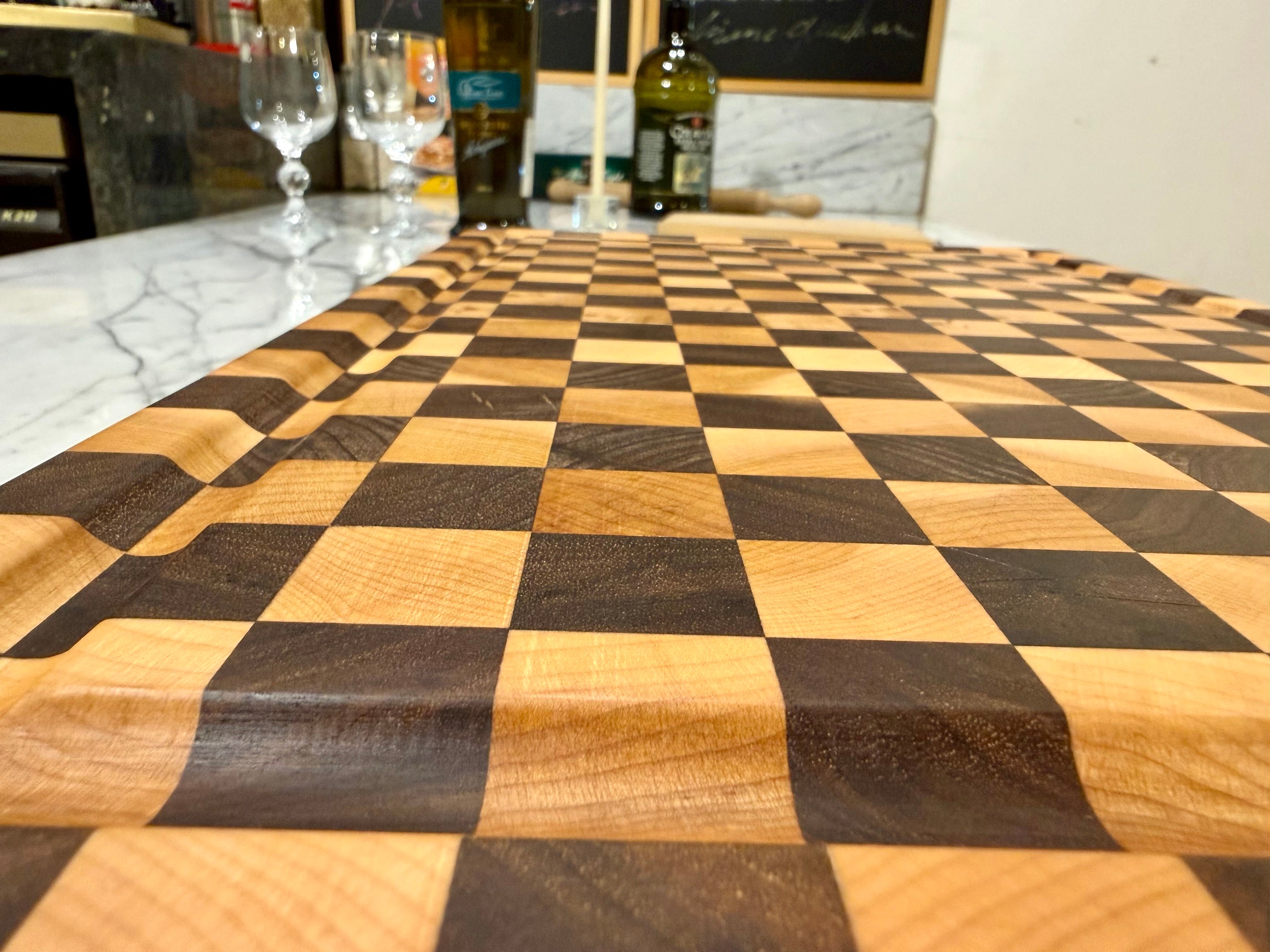 Premium End Grain Walnut & Maple Cutting Board – 46 × 32 cm