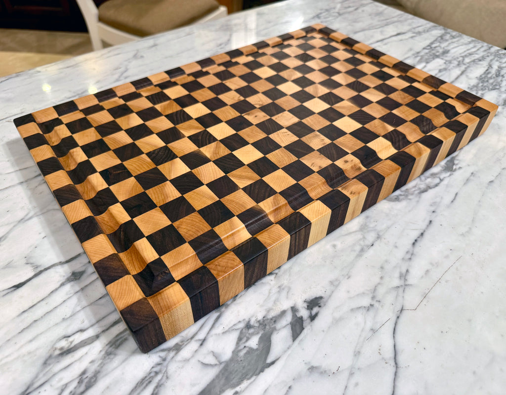 Premium End Grain Walnut & Maple Cutting Board – 46 × 32 cm