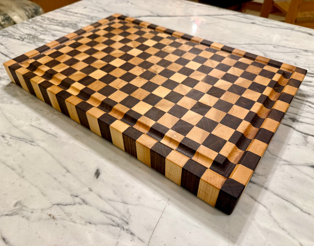 Premium End Grain Walnut & Maple Cutting Board – 46 × 32 cm