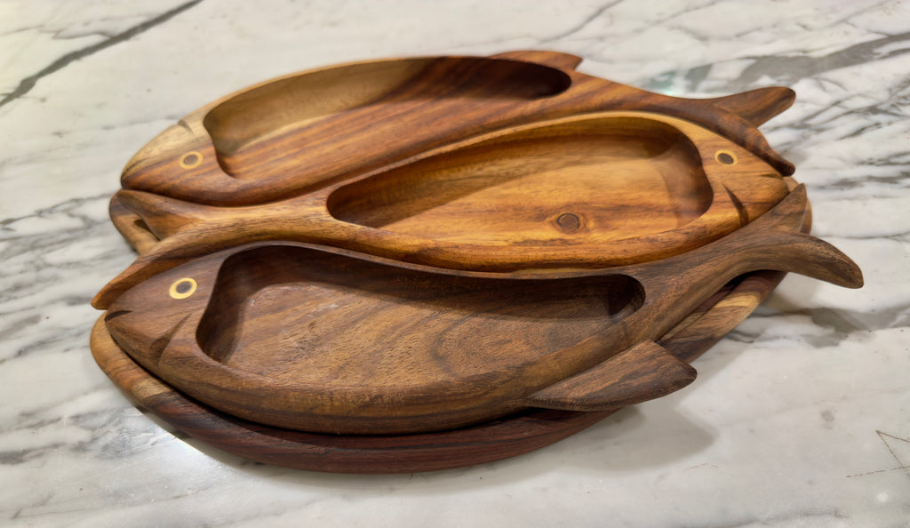 Handcrafted Fish Serving Platter Set – 3 Pieces