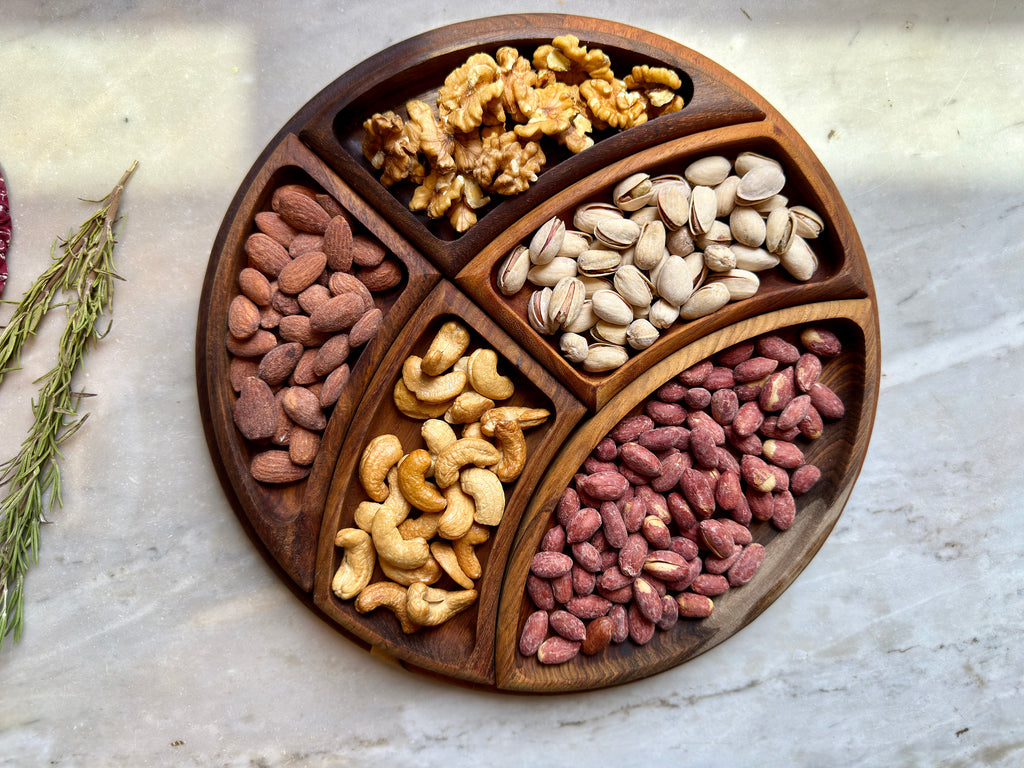Handcrafted Wood Divided Serving Platter Set – 30 cm