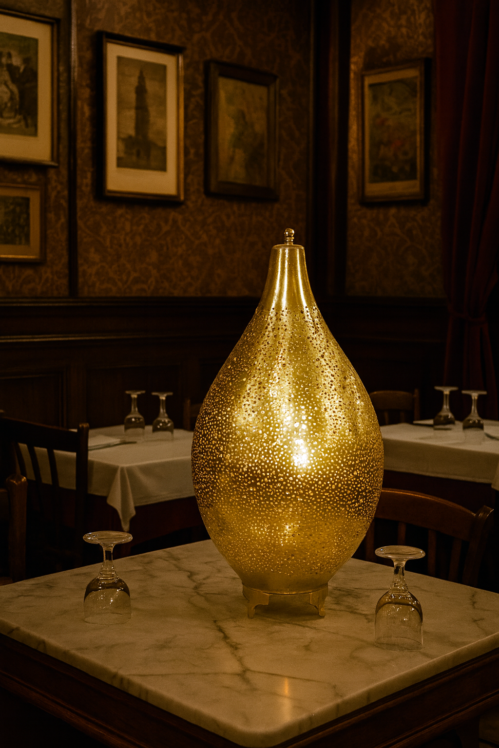 Handcrafted Teardrop Lantern – Vintage Perforated Metal Decor (No Wiring)