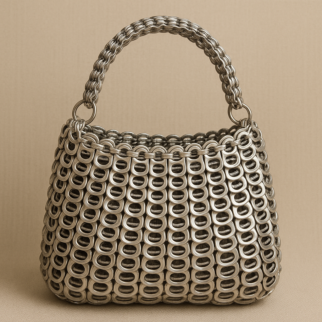 Handmade Bag Crafted from Recycled Can Pull Tabs