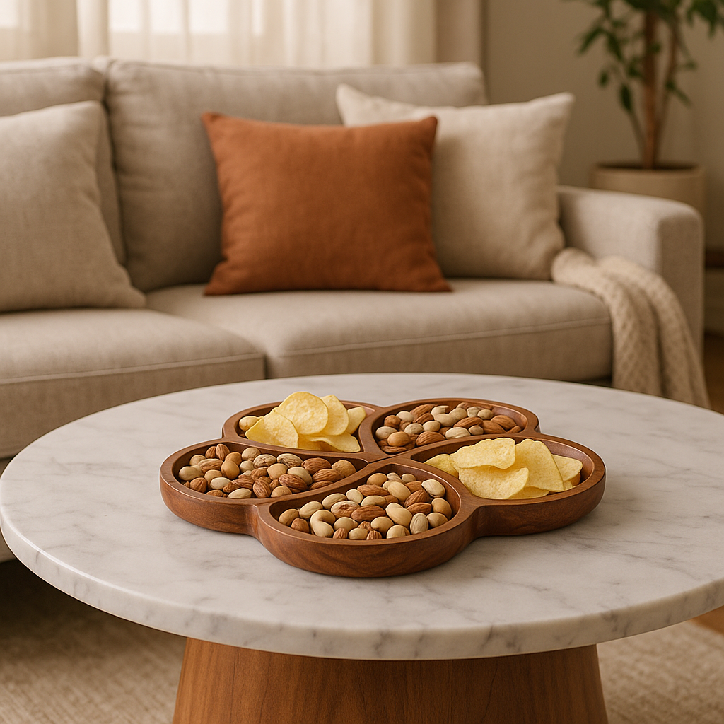 Wooden Clover Snack Platter