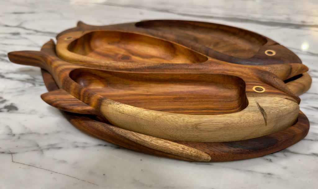 Handcrafted Fish Serving Platter Set – 3 Pieces