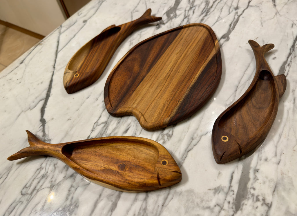 Handcrafted Fish Serving Platter Set – 3 Pieces
